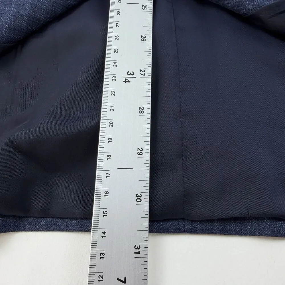 Jos. A Bank Travelers Collection Blazer 40R Tailored Fit Blue Plaid Wool Jacket